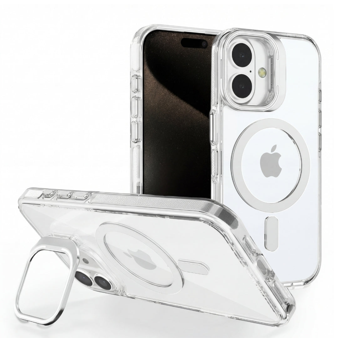 Clear Kickstand iPhone Case for iPhone 16 Plus White | Macmerise