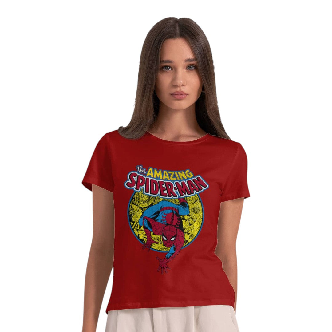 Marvel Comic Spidey Red T-Shirt - front view | Macmerise