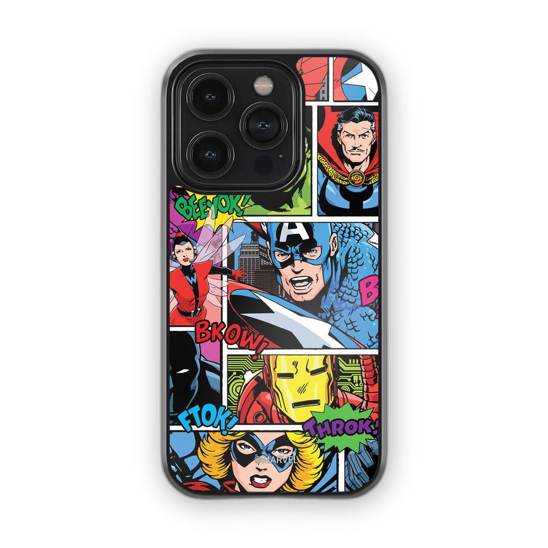 Comic Superheroes Mashup Glass iPhone Case for iPhone 14 Pro | Macmerise