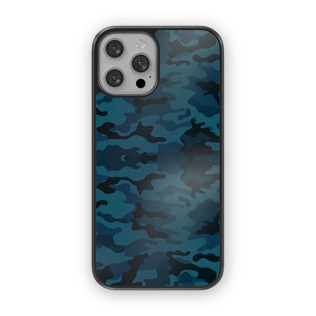 Camo Army Blue Glass iPhone Case for iPhone 12 | Macmerise