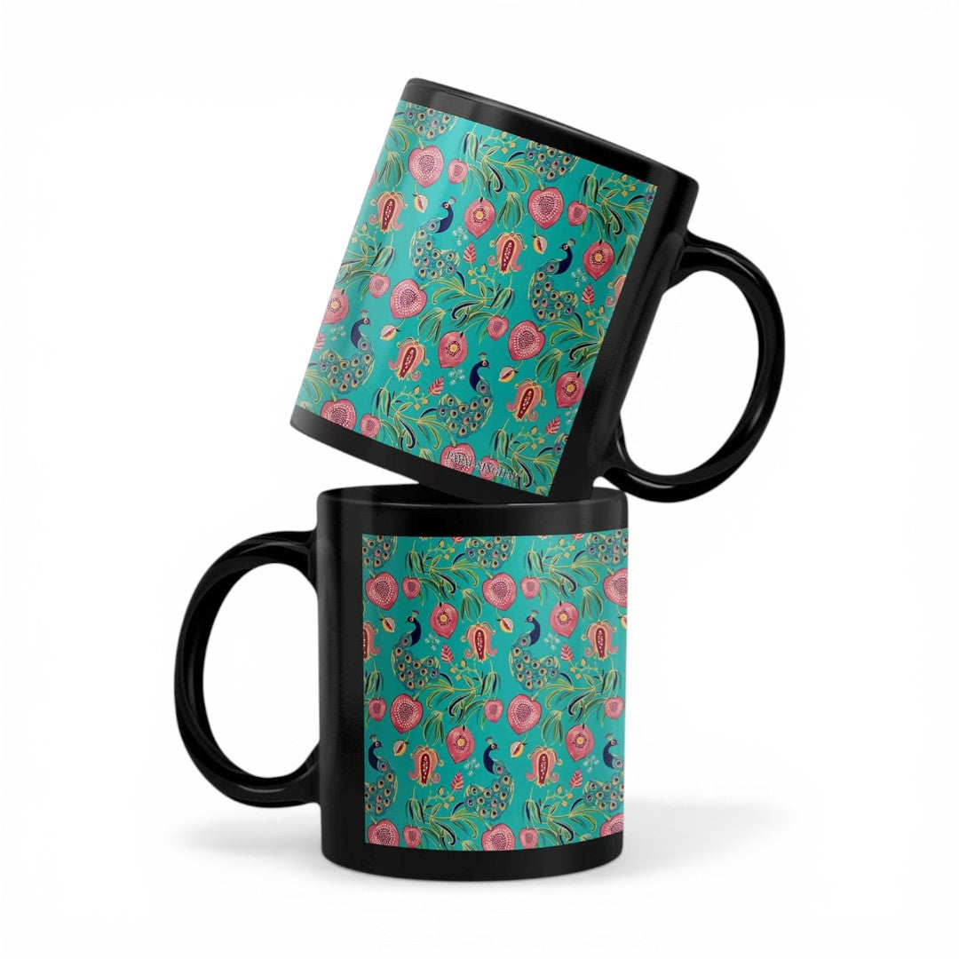 Payal Singhal Anaar and Mor Teal Coffee Mug | Macmerise