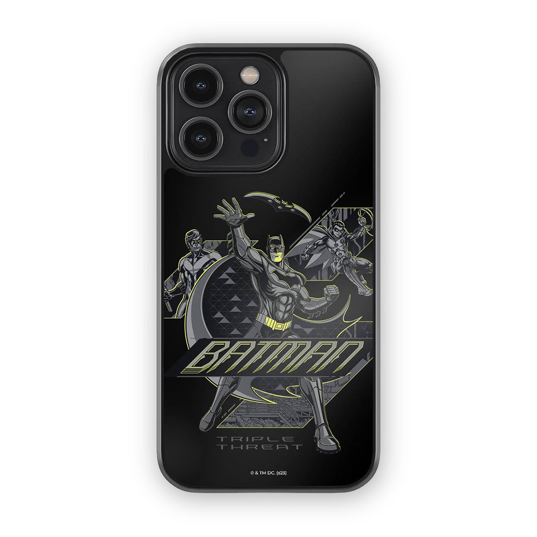 Batman Triple Threat Glass iPhone Case for iPhone 14 Pro Max | Macmerise