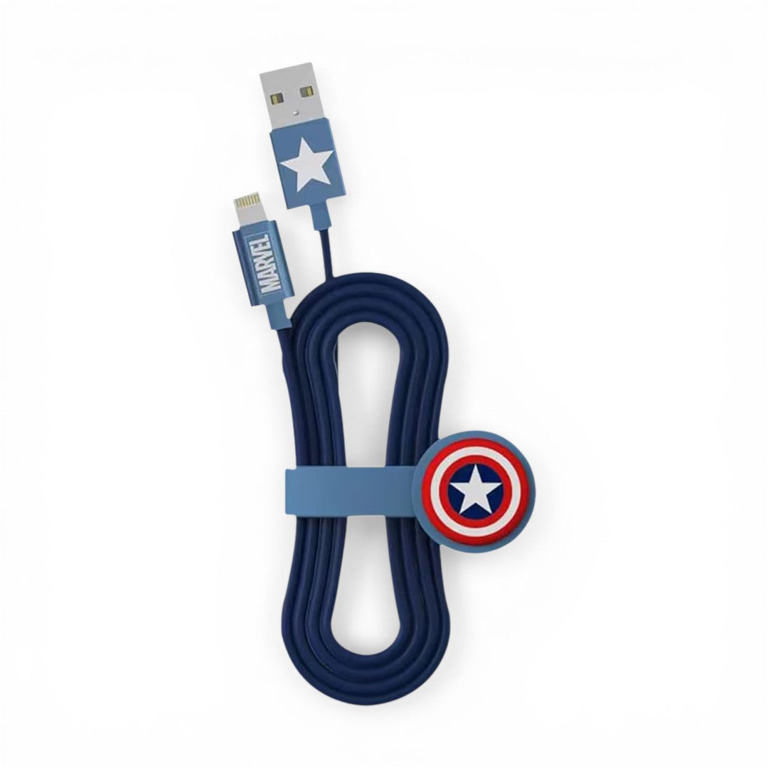 Classic Captains Shield Lightning Cable Superhero Silicone Navy Blue | Macmerise