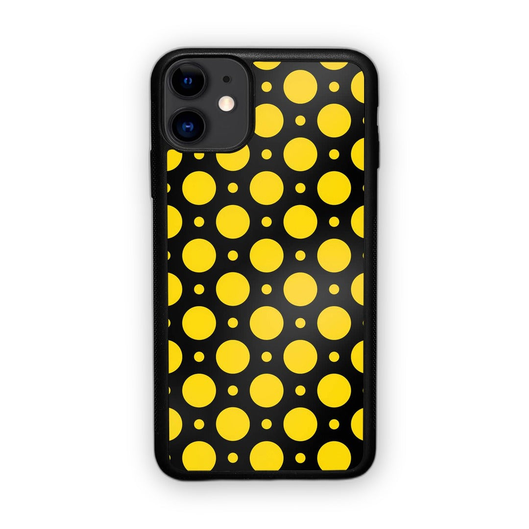 Polka Dot Black Yellow Glass iPhone Case for iPhone 11 | Macmerise