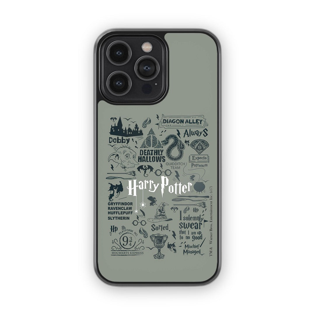 Harry Potter Infographic Grey Glass iPhone Case for iPhone 14 Pro Max | Macmerise