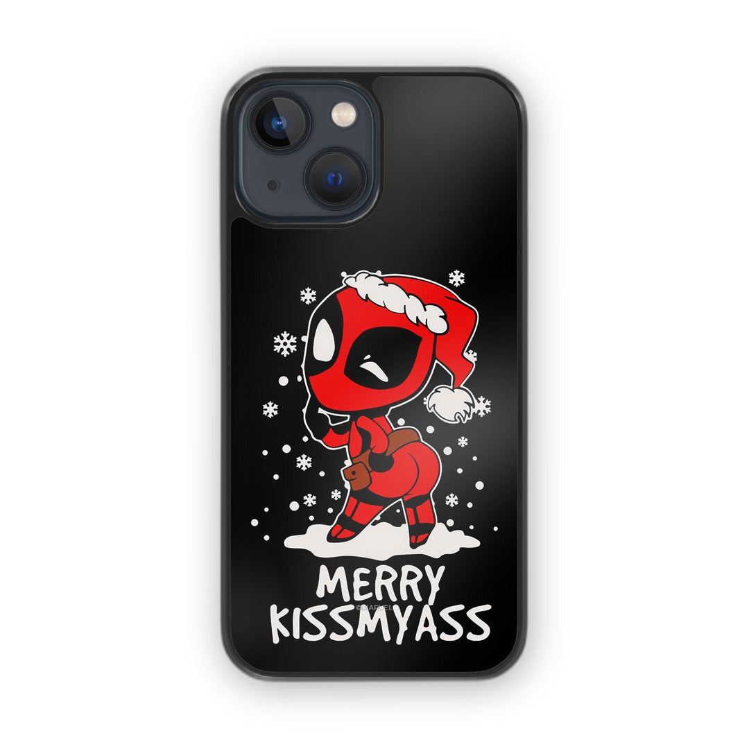 Merry Deadpool Glass iPhone Case for iPhone 13 Mini | Macmerise