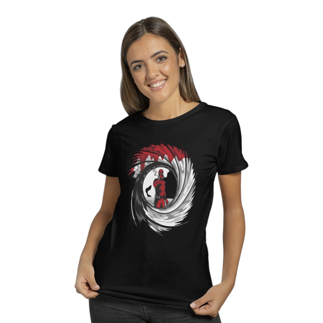 Marvel Golden Eye Deadpool Black T-Shirt - front view | Macmerise