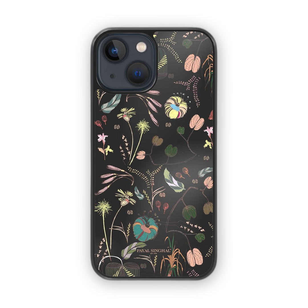 Payal Singhal Gunmetal Black Glass iPhone Case for iPhone 13 | Macmerise