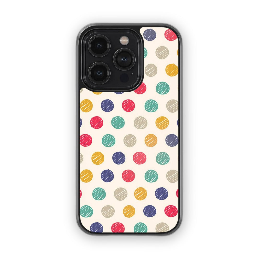 Polka Dot Scribbles Glass iPhone Case for iPhone 14 Pro | Macmerise