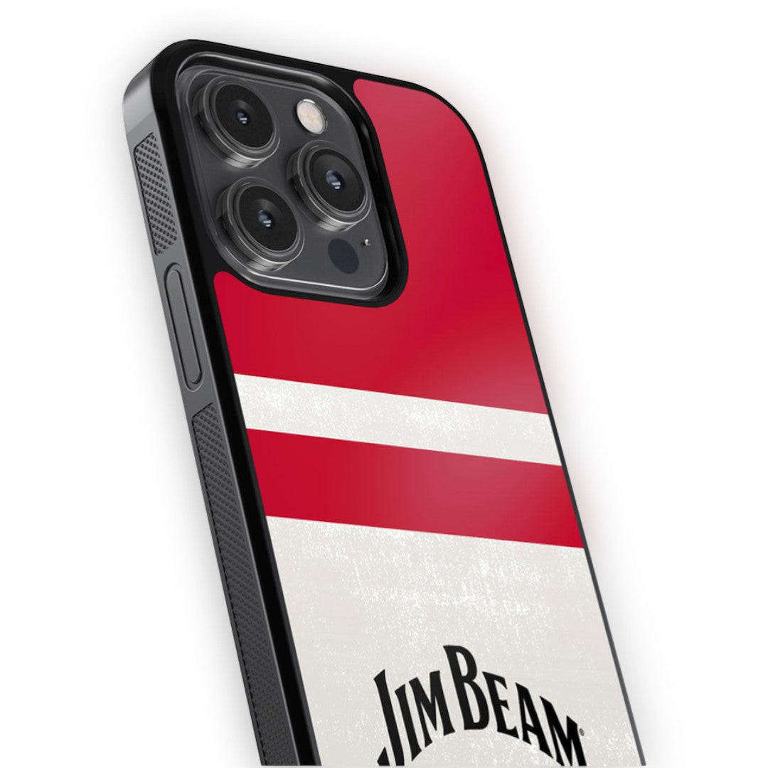 Jim Beam Stripes iPhone 14 Pro Cover White - side view | Macmerise