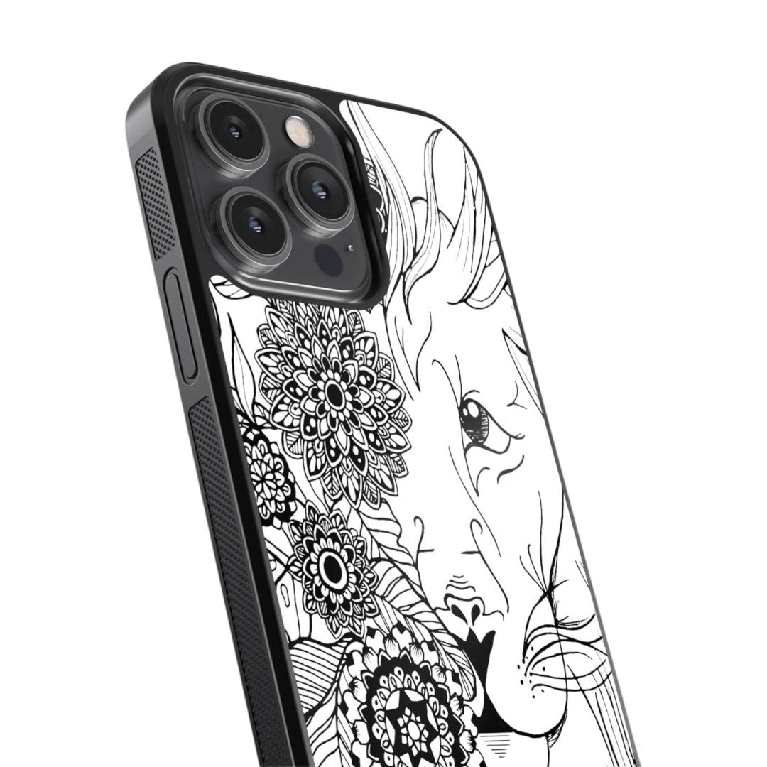 Lion Black Glass iPhone Case for iPhone 14 Pro Max | Macmerise