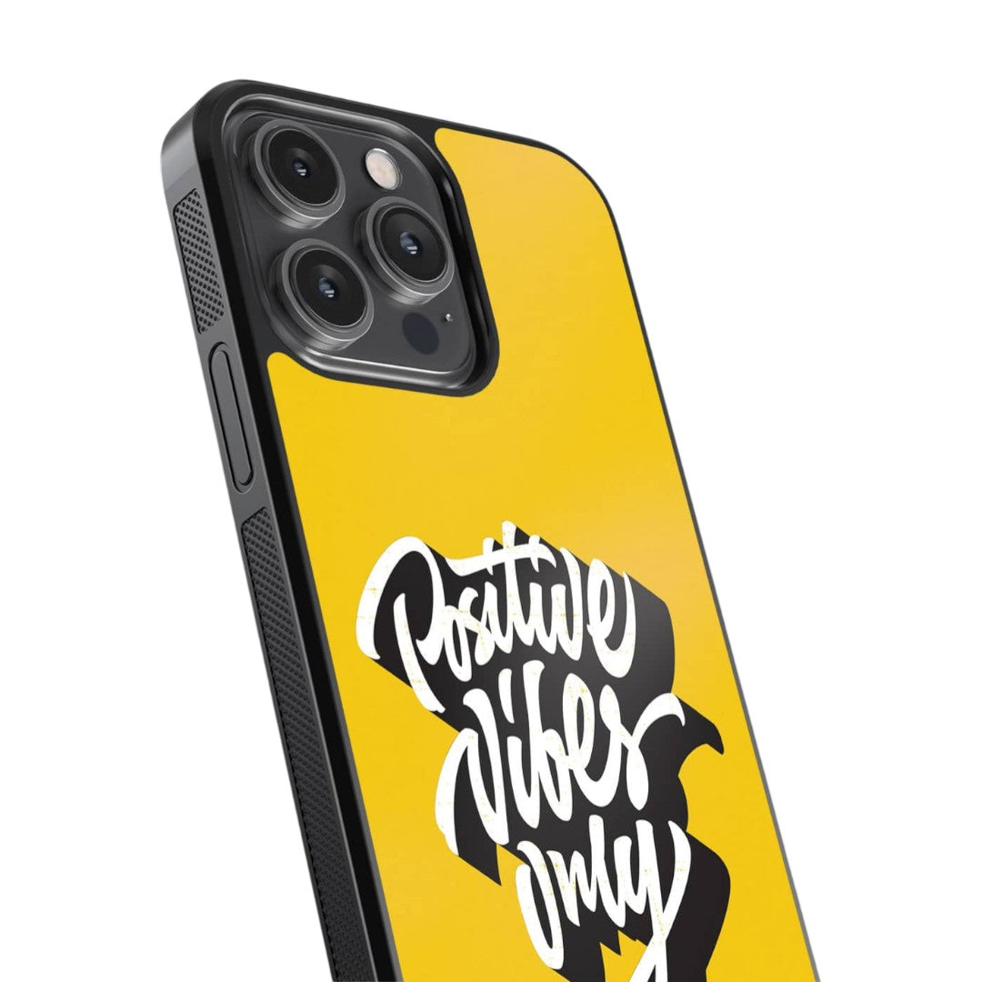 Positive Vibes Only Glass iPhone Case for iPhone 14 Pro Max | Macmerise