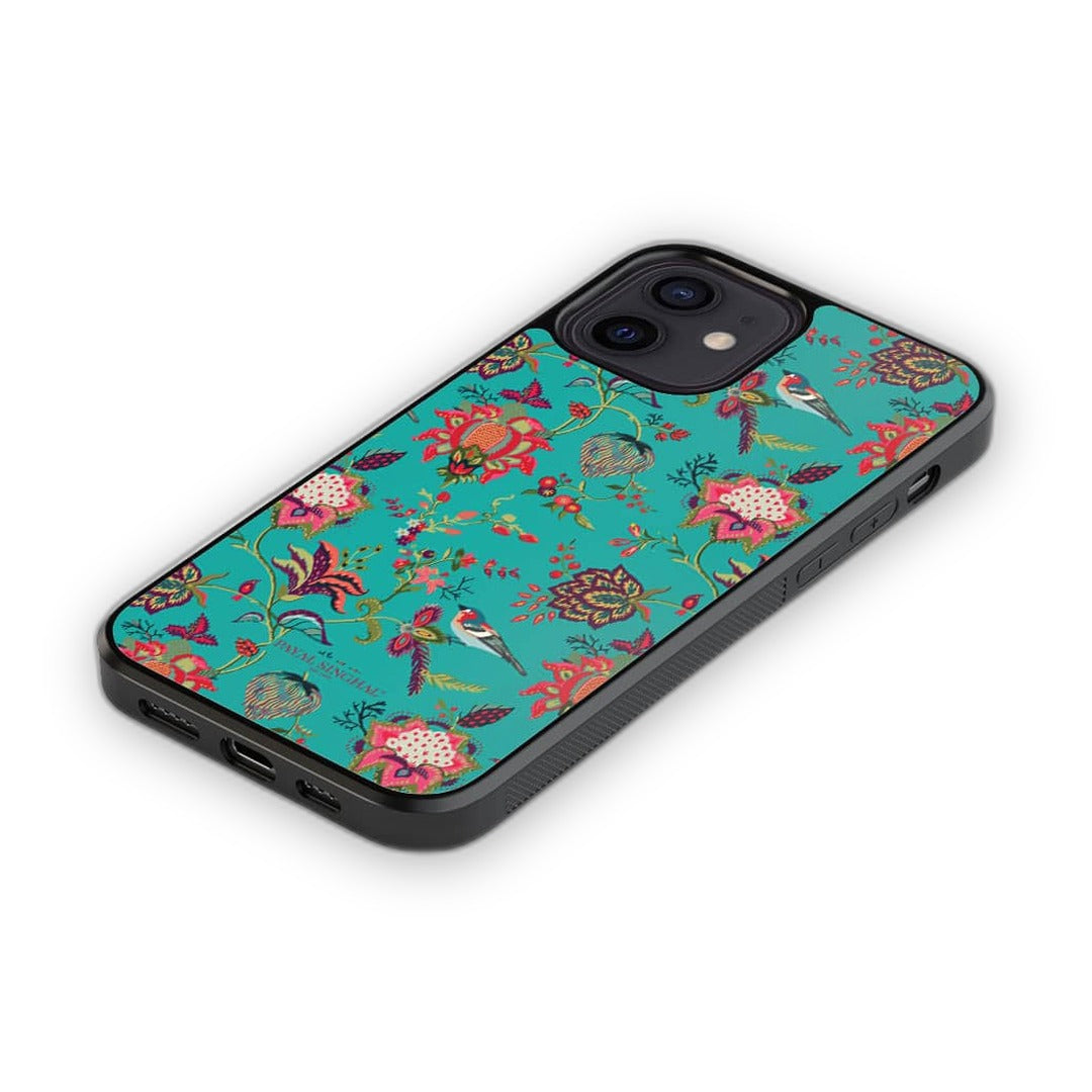 Payal Singhal Chidiya Teal Glass iPhone Case for iPhone 12 | Macmerise