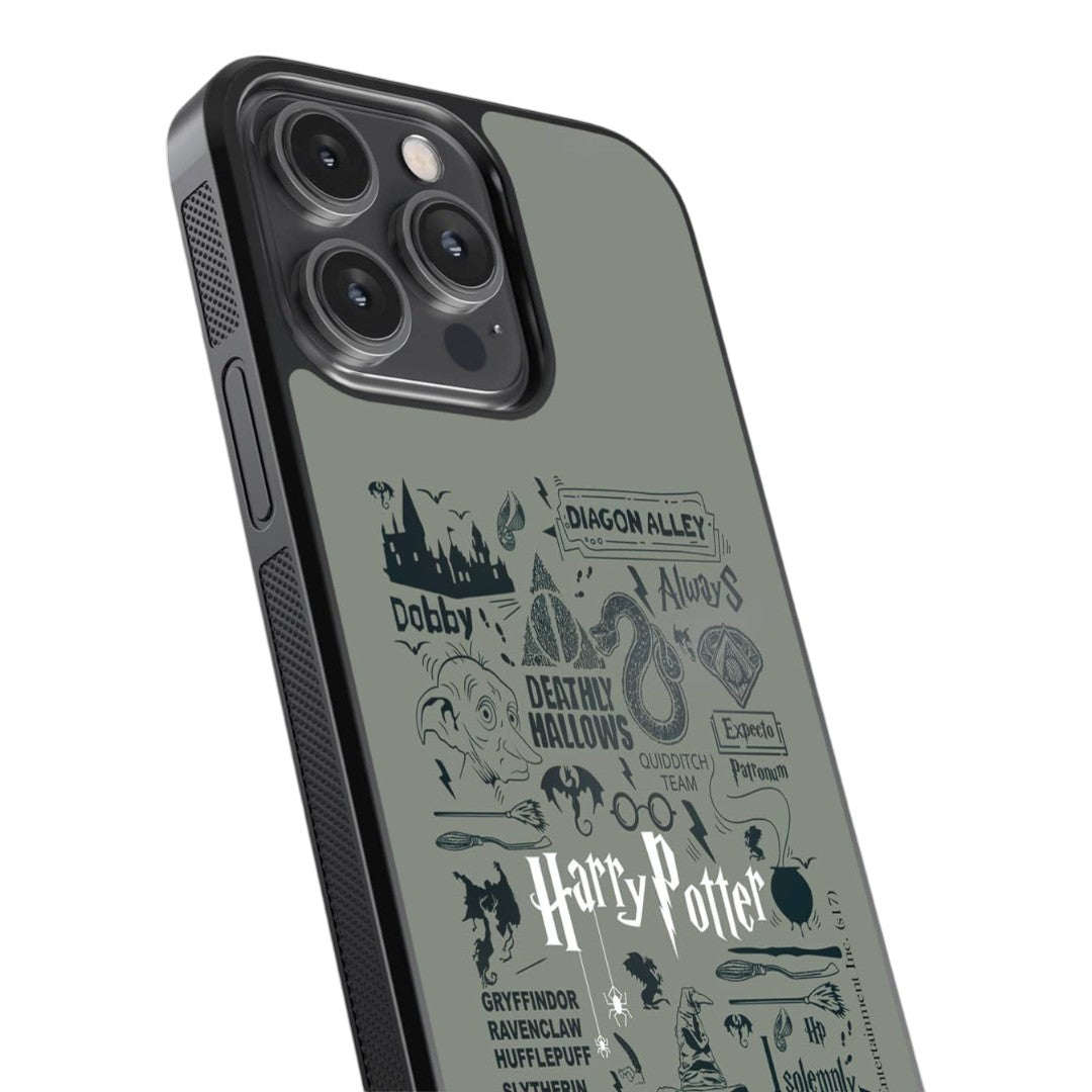 Harry Potter Infographic Grey Glass iPhone Case for iPhone 14 Pro Max | Macmerise