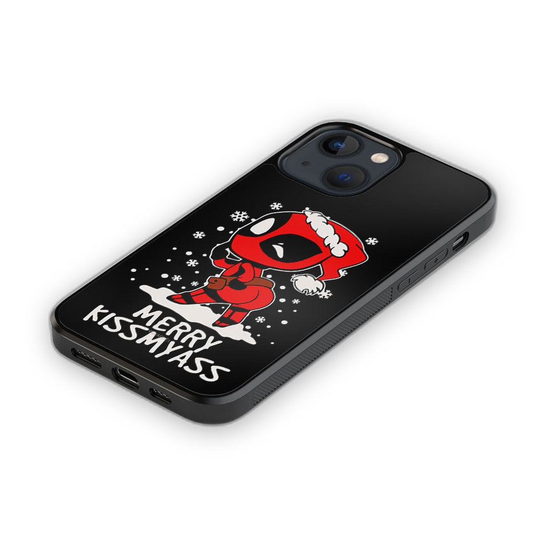 Merry Deadpool Glass iPhone Case for iPhone 13 Mini | Macmerise