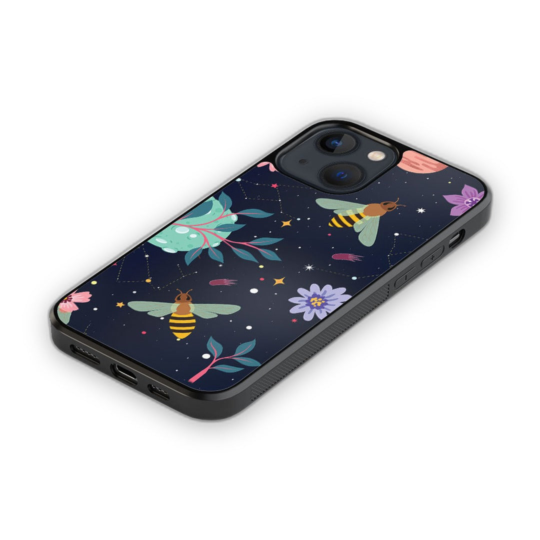 Space Bees Glass iPhone Case for iPhone 13 Mini | Macmerise
