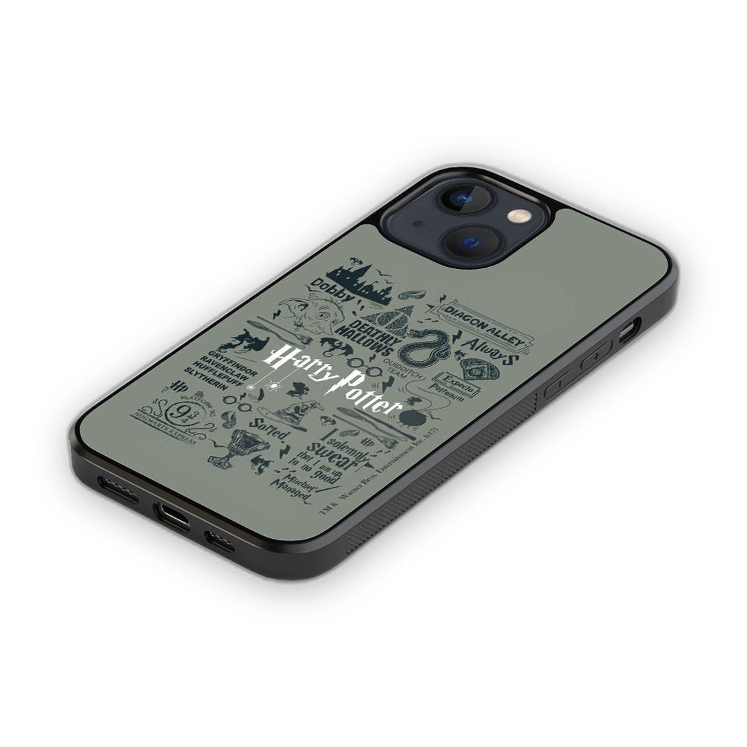 Harry Potter Infographic Grey Glass iPhone Case for iPhone 13 Mini | Macmerise