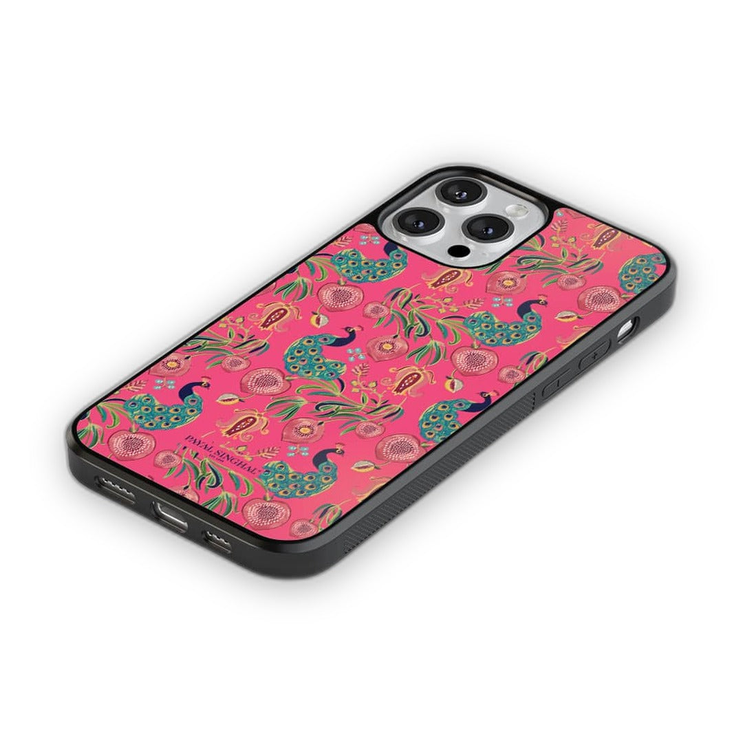 Payal Singhal Anaar and Mor Pink Glass iPhone Case for iPhone 12 Pro | Macmerise