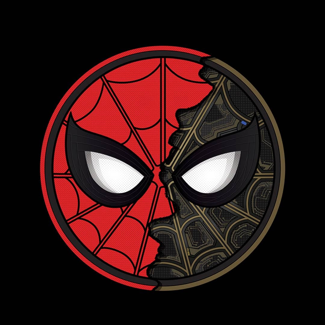 Marvel Two Face Spidey Black T-Shirt - back view | Macmerise