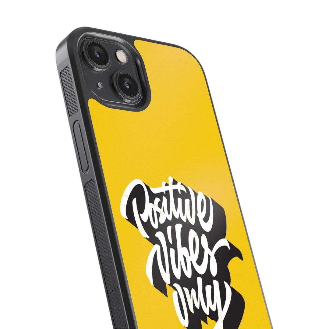 Positive Vibes Only Glass iPhone Case for iPhone 14 | Macmerise