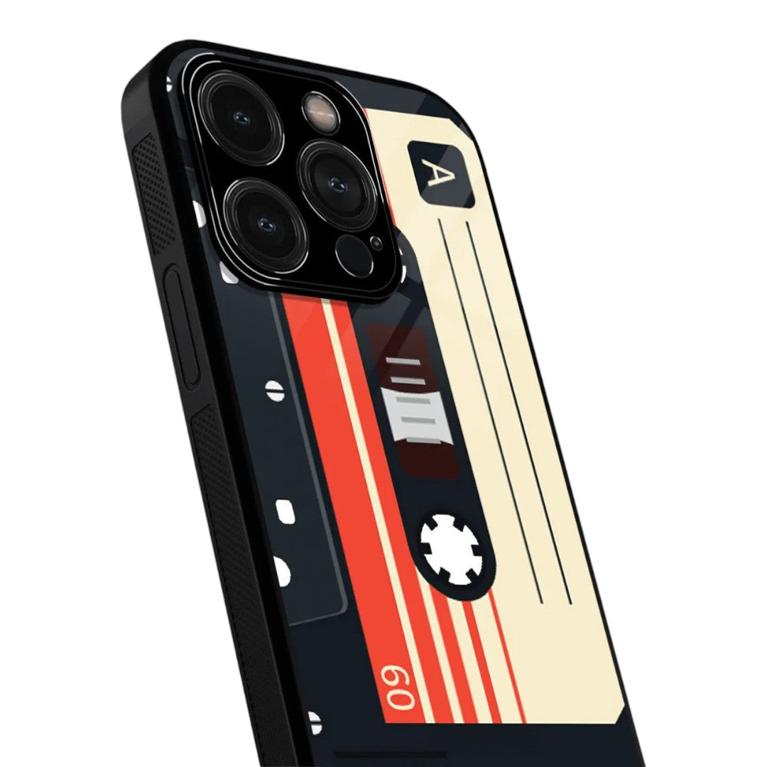 Cassette Black Glass iPhone Case for iPhone 15 Pro | Macmerise