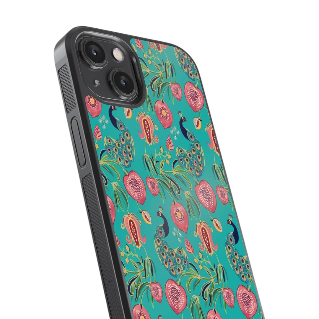 Payal Singhal Anaar and Mor iPhone 14 Cover Teal - side view | Macmerise