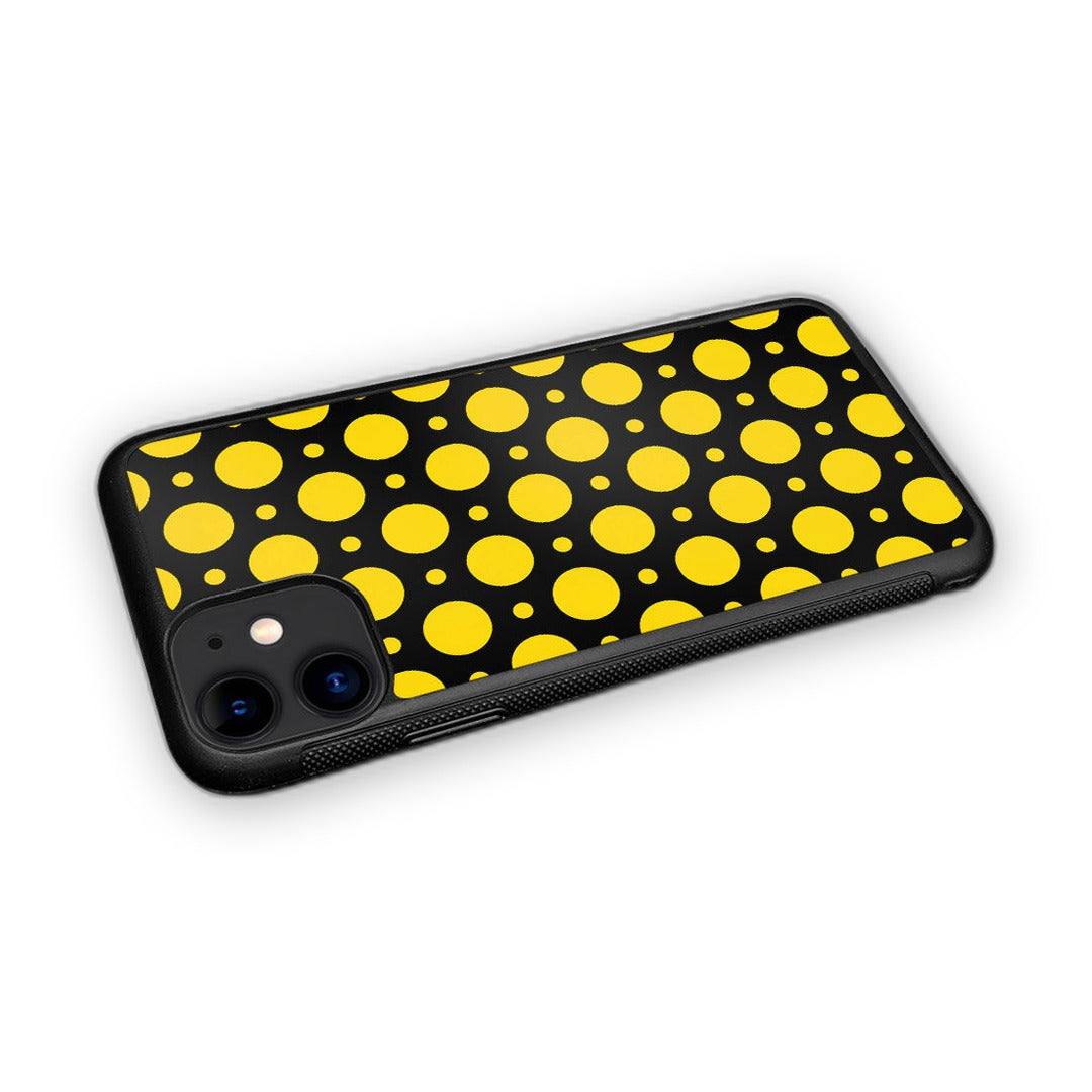 Polka Dot Black Yellow Glass iPhone Case for iPhone 11 | Macmerise