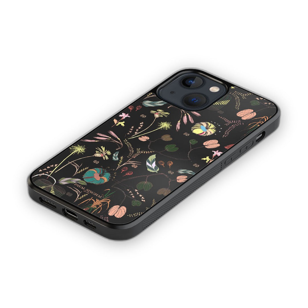 Payal Singhal Gunmetal Black Glass iPhone Case for iPhone 13 | Macmerise