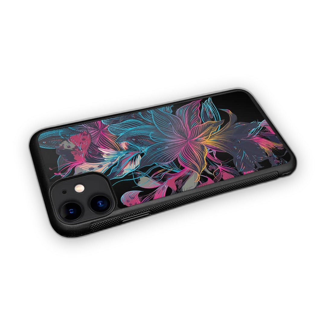Neon Flowers Glass iPhone Case for iPhone 11 | Macmerise