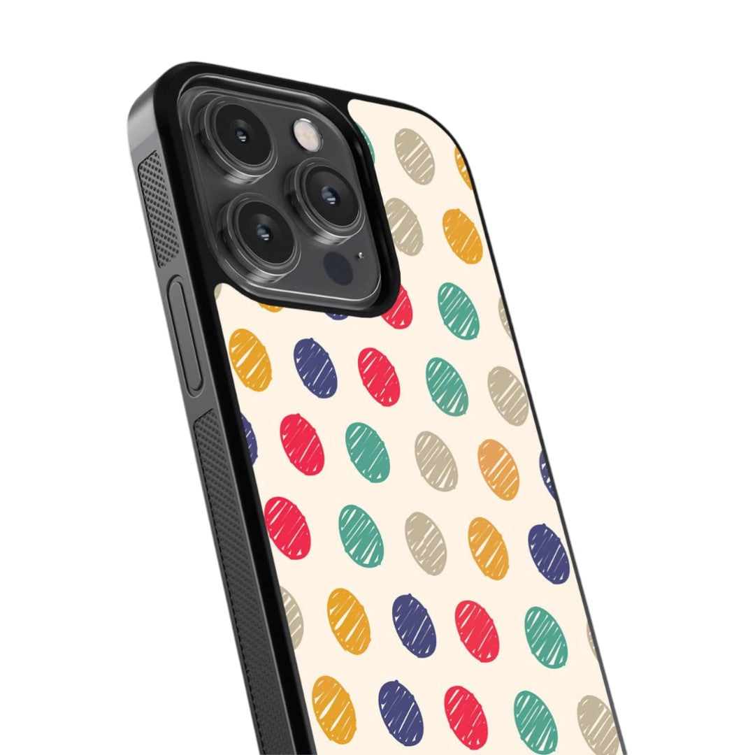 Polka Dot Scribbles Glass iPhone Case for iPhone 14 Pro | Macmerise