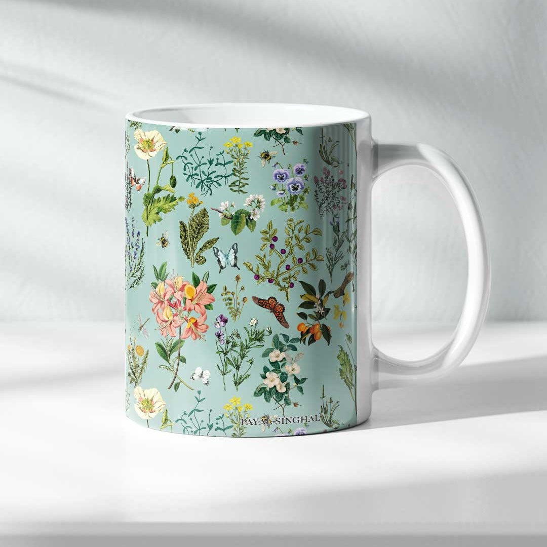 Payal Singhal Titli Coffee Mug Aqua - side view | Macmerise