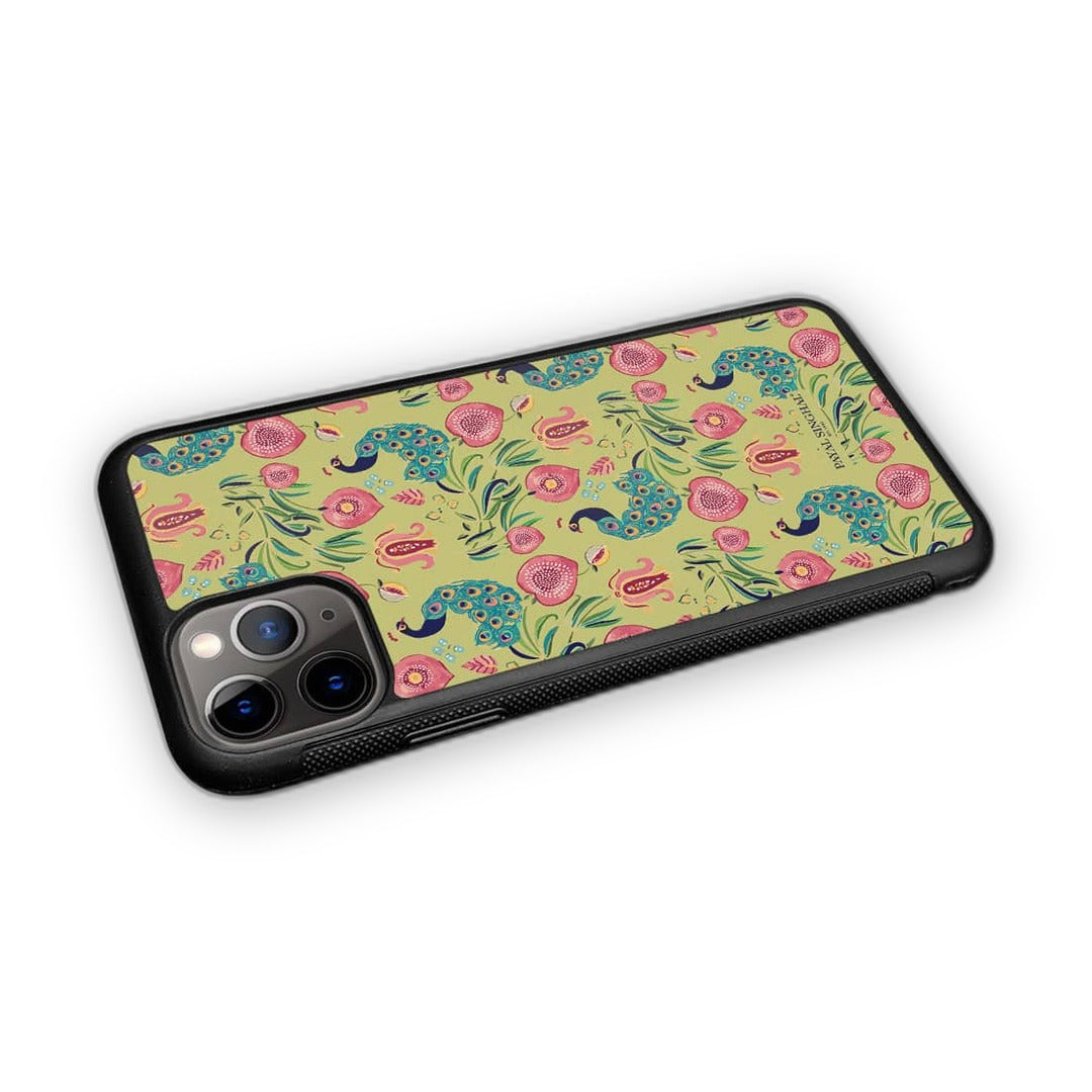 Payal Singhal Anaar and Mor Olive Glass iPhone Case for iPhone 11 Pro Max | Macmerise