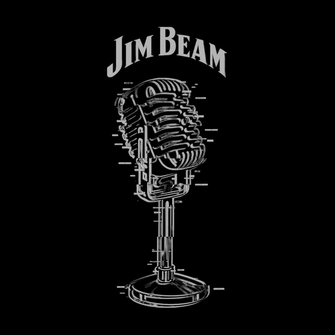 Jim Beam Retro Mic Black T-Shirt - back view | Macmerise