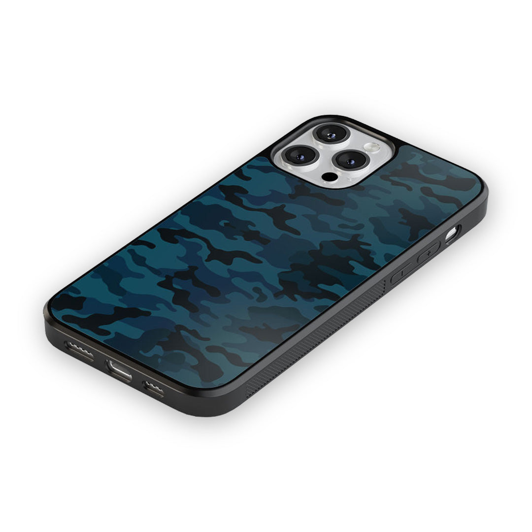 Camo Army Blue Glass iPhone Case for iPhone 12 | Macmerise