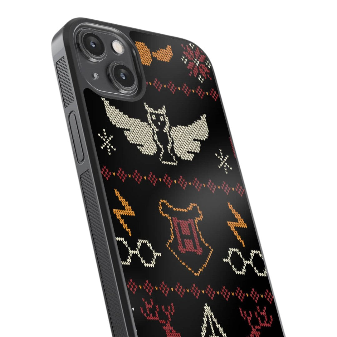Harry Potter Christmas Pattern Glass iPhone Case for iPhone 14 Plus | Macmerise