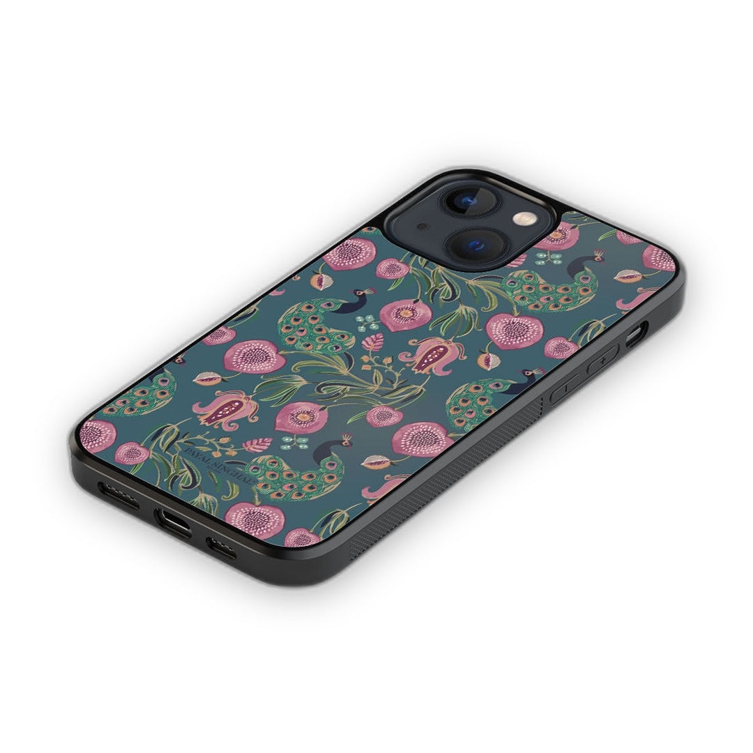 Payal Singhal Anaar and Mor Blue Glass iPhone Case for iPhone 13 Mini | Macmerise