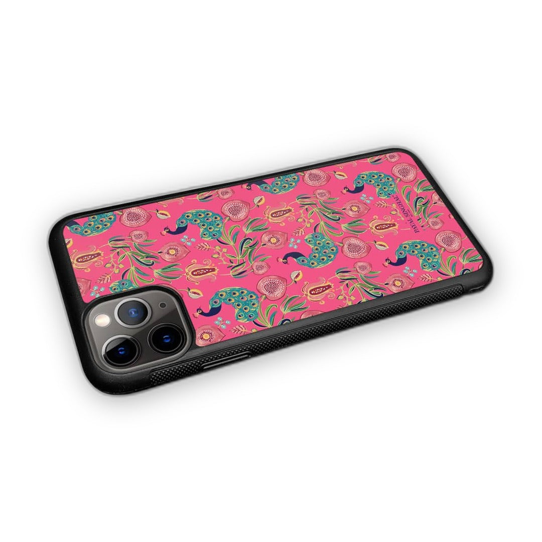 Payal Singhal Anaar and Mor Pink Glass iPhone Case for iPhone 11 Pro | Macmerise