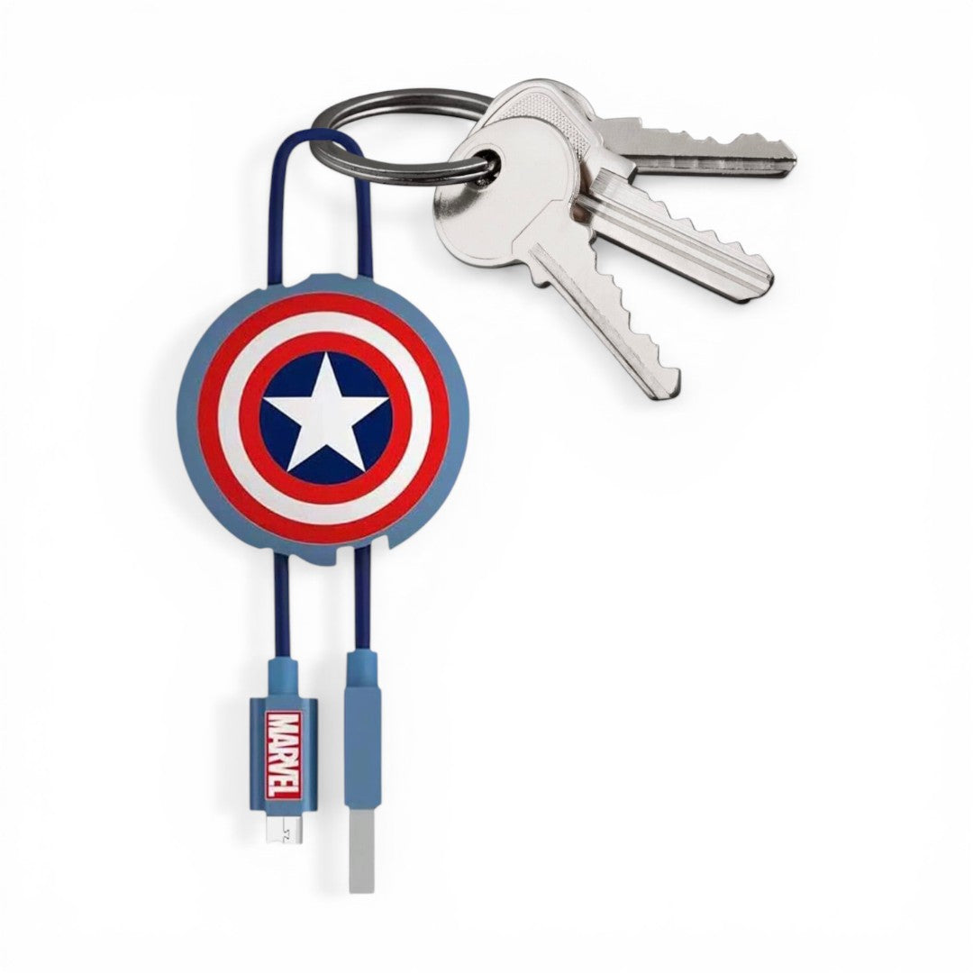 Classic Captains Shield Micro Usb Cable Keyring Navy Blue | Macmerise