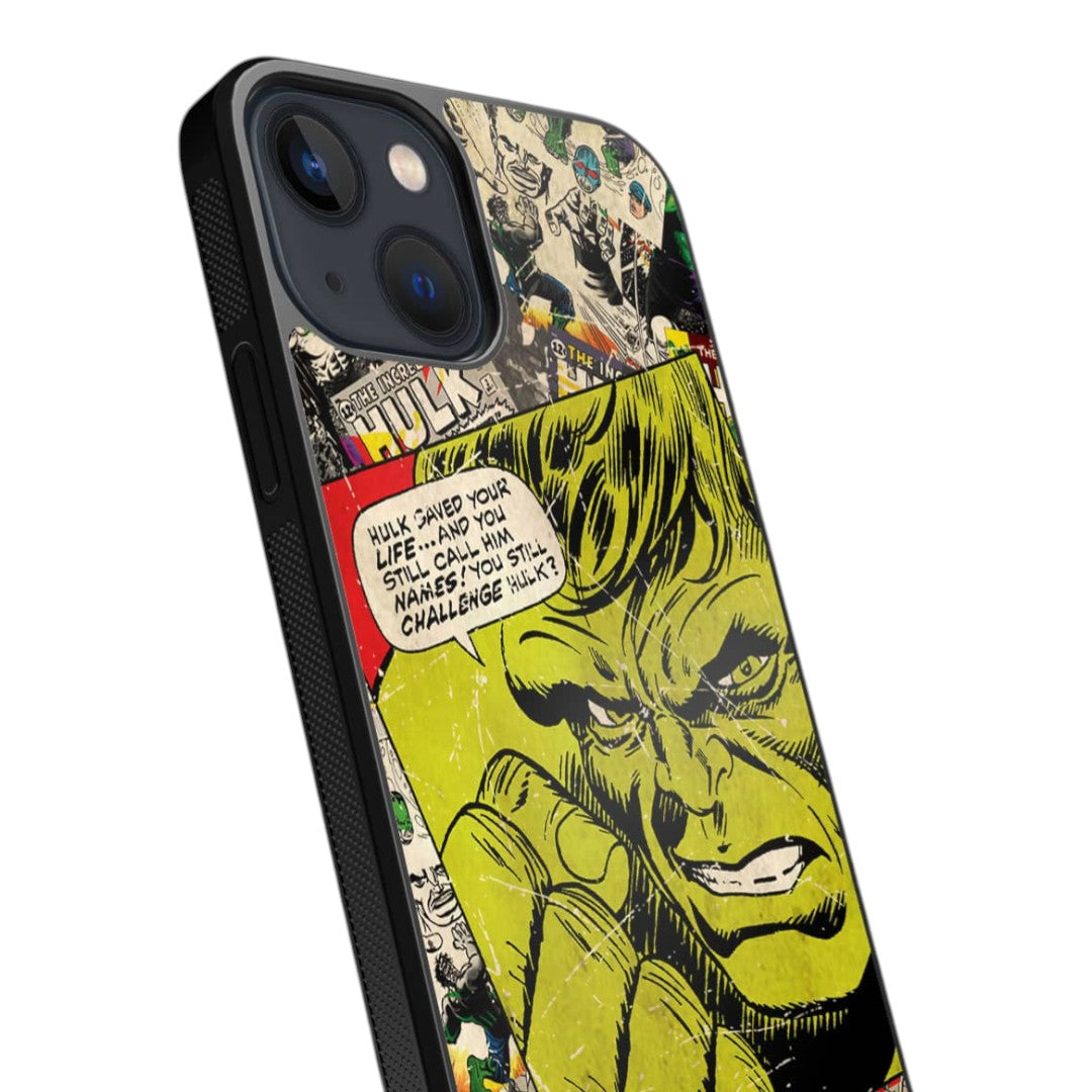 Comic Hulk Glass iPhone Case for iPhone 13 Mini | Macmerise