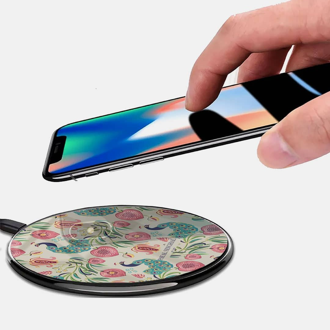 Payal Singhal Anaar and Mor Wireless Charger - 15W Beige - back view | Macmerise