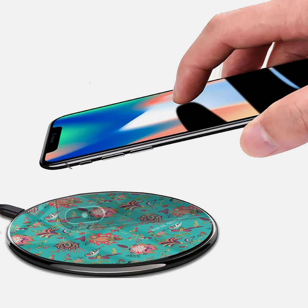 Payal Singhal Chidiya Wireless Charger - 15W Teal - back view | Macmerise