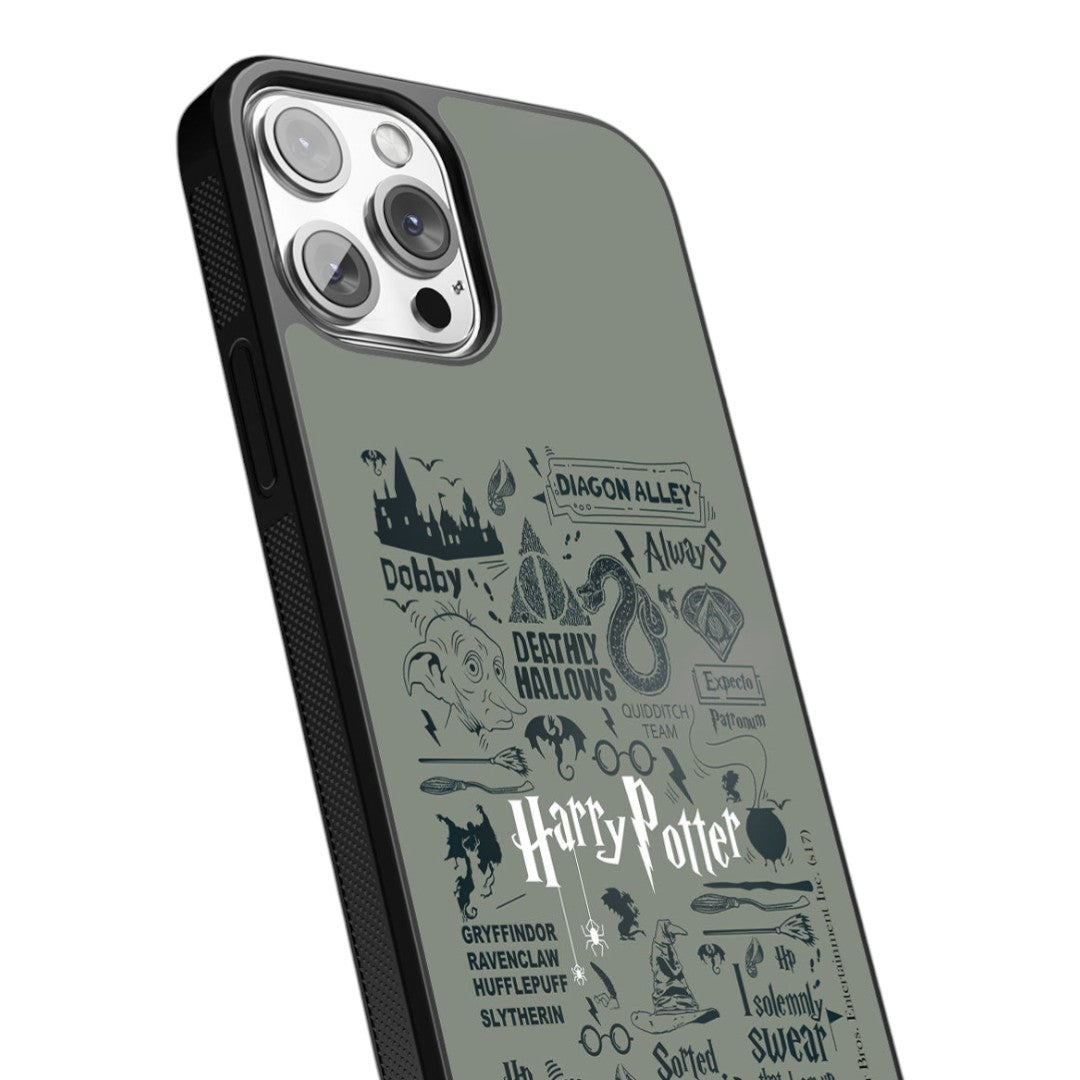 Harry Potter Infographic Grey Glass iPhone Case for iPhone 13 Pro | Macmerise