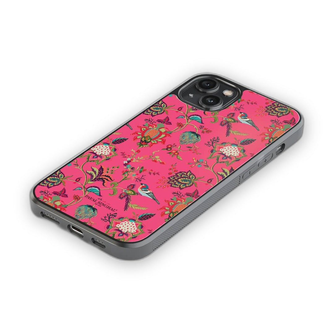 Payal Singhal Chidiya Pink Glass iPhone Case for iPhone 14 Plus | Macmerise