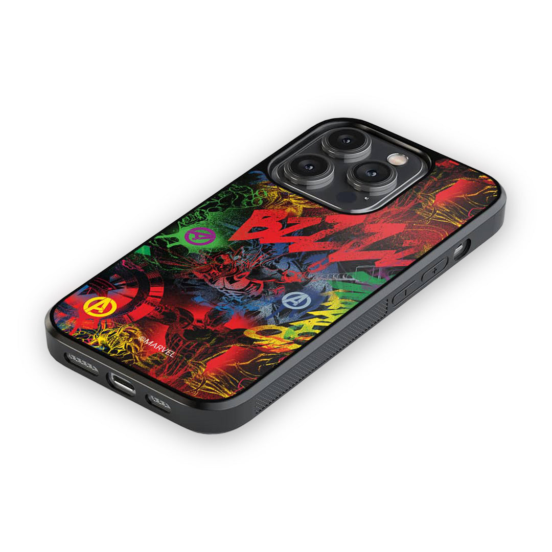 Avengers Grafitti Glass iPhone Case for iPhone 14 Pro | Macmerise