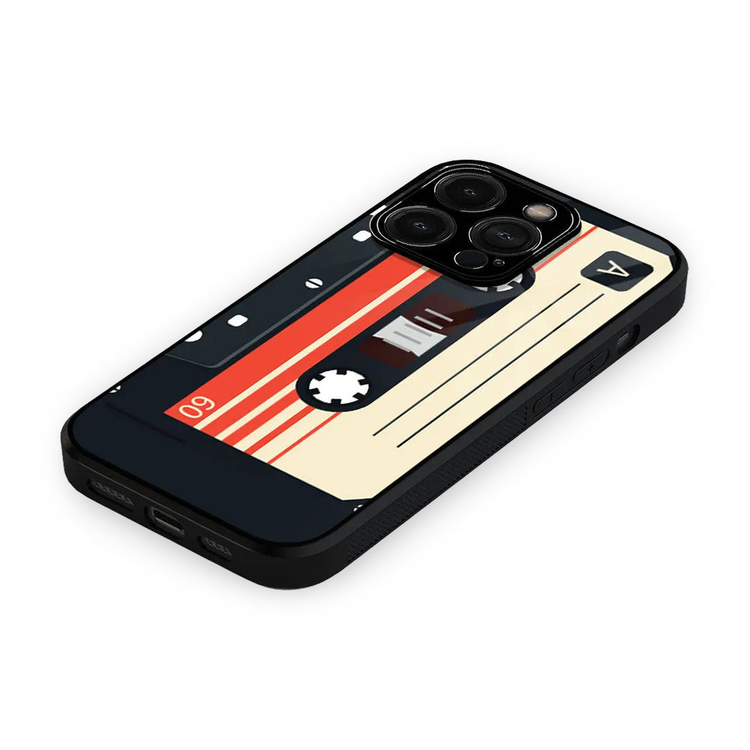 Cassette Black Glass iPhone Case for iPhone 15 Pro | Macmerise