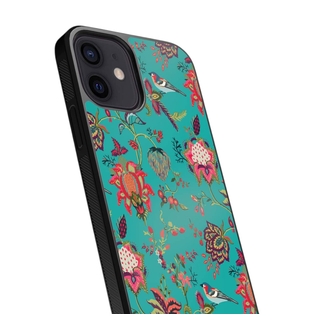 Payal Singhal Chidiya Teal Glass iPhone Case for iPhone 12 | Macmerise