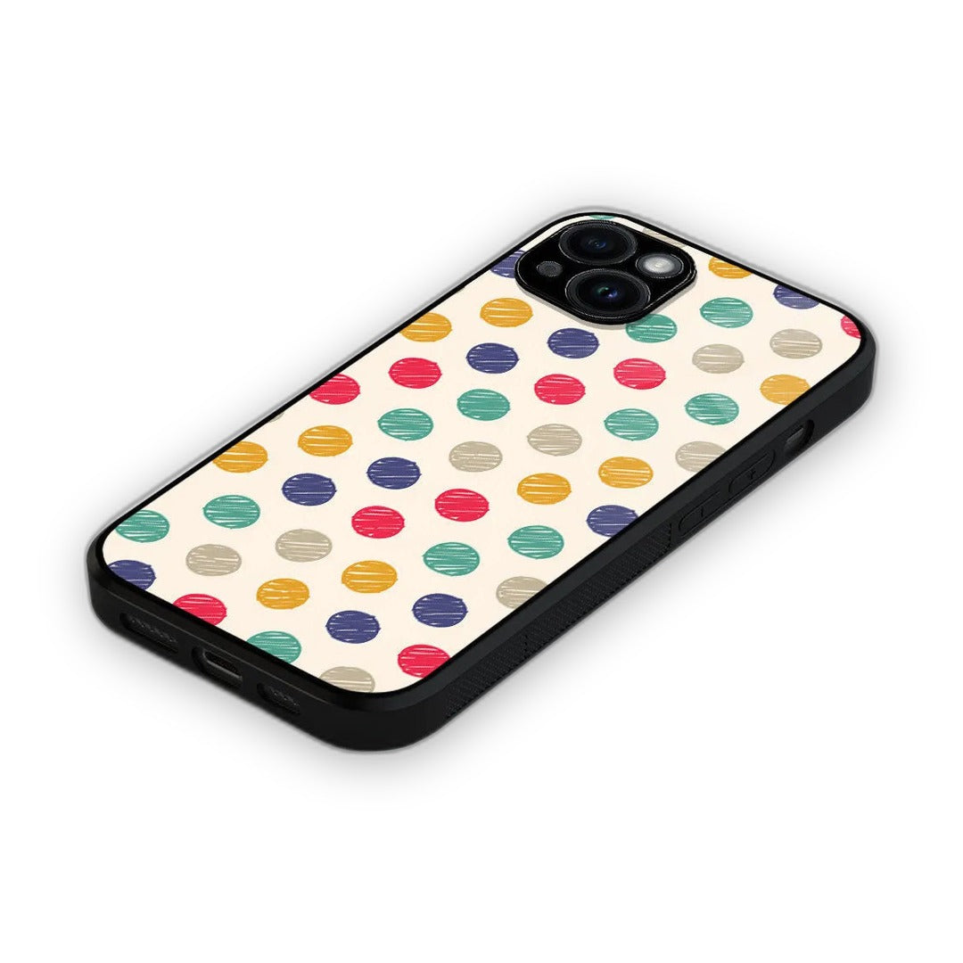 Polka Dot Scribbles Glass iPhone Case for iPhone 15 Plus | Macmerise