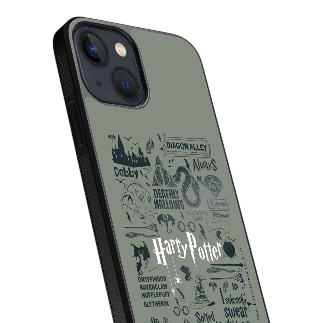 Harry Potter Infographic Grey Glass iPhone Case for iPhone 13 Mini | Macmerise