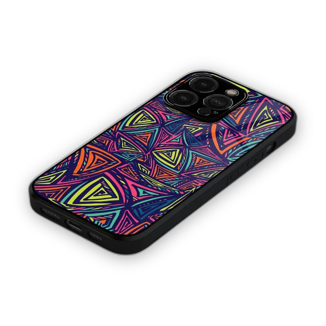 Neon Angles Glass iPhone Case for iPhone 15 Pro Max | Macmerise