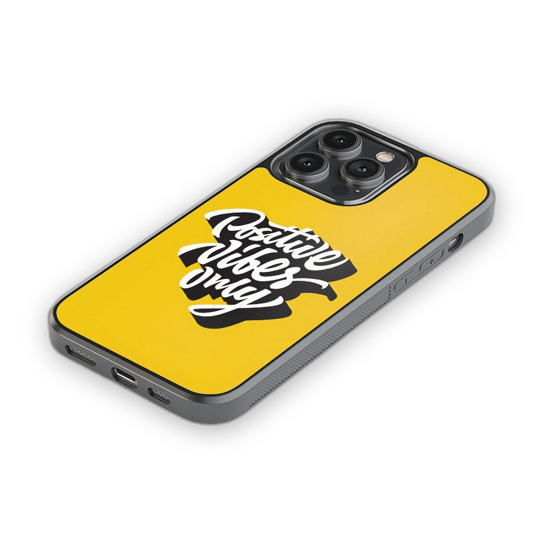 Positive Vibes Only Glass iPhone Case for iPhone 14 Pro Max | Macmerise
